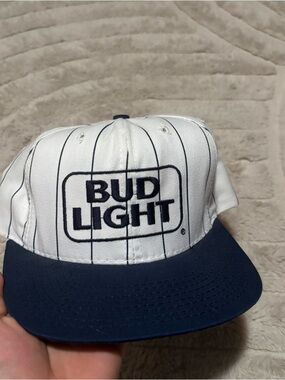 Vintage 1980s Bud Light Beer Snapback Hat Adjustable Trucker Hat